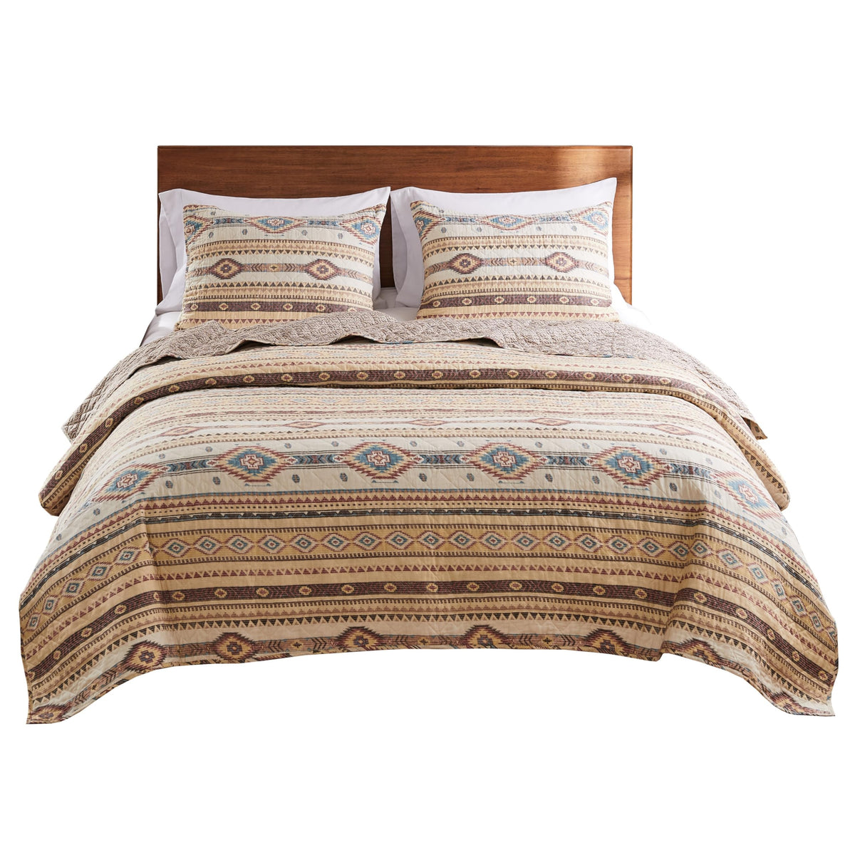 Barefoot Bungalow Phoenix Western Spirit Quilt Set, 3-Piece, Tan