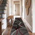 Wavy Circles Modern Non-Shedding Runner Rug Red 2'7" x 8'