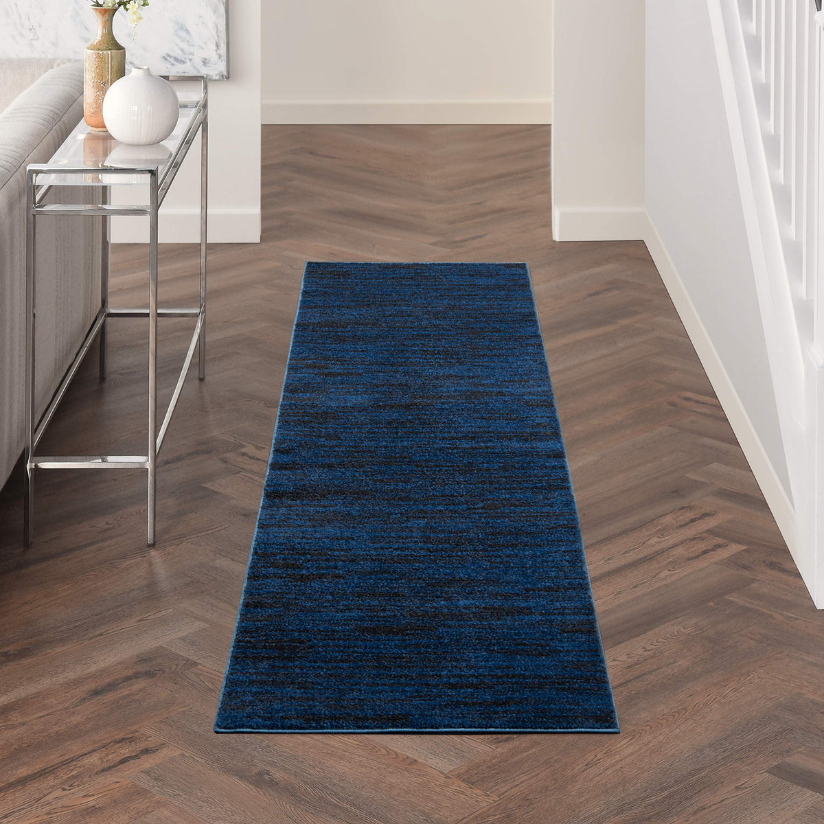 Essentials Midnight Blue 2'2" x 10' Area Rug - Easy Clean, Non Shedding, Bed Room, Living Room, Dining Room