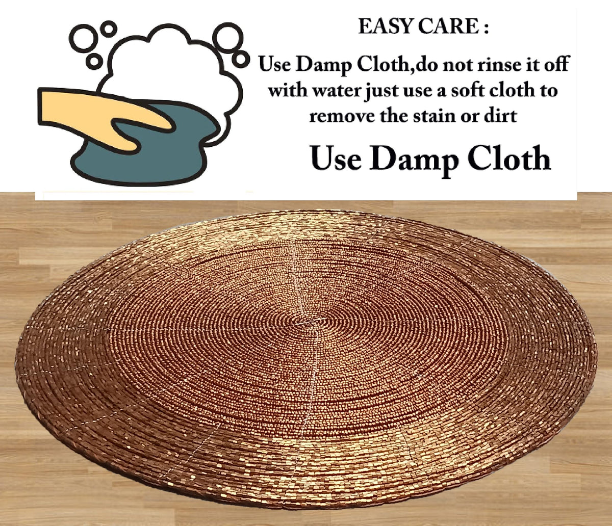 Beaded Round placemats Set of 4, 13 Inch Round Decorative Table Mats