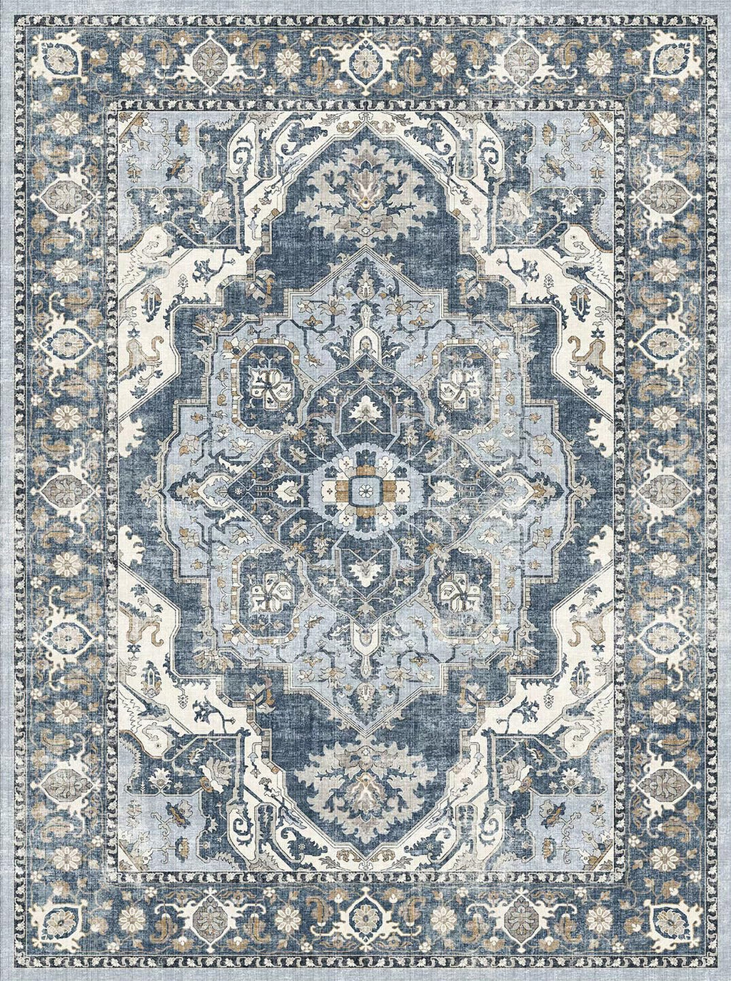 Washable 3x15 Hallway Runner Rug: Vintage Non-Slip Kitchen Rugs Soft Low Pile Stain Resistant 15ft Long Carpet