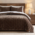 Cloud Soft Quilt Set, Chocolate Brown Chenille Velvet