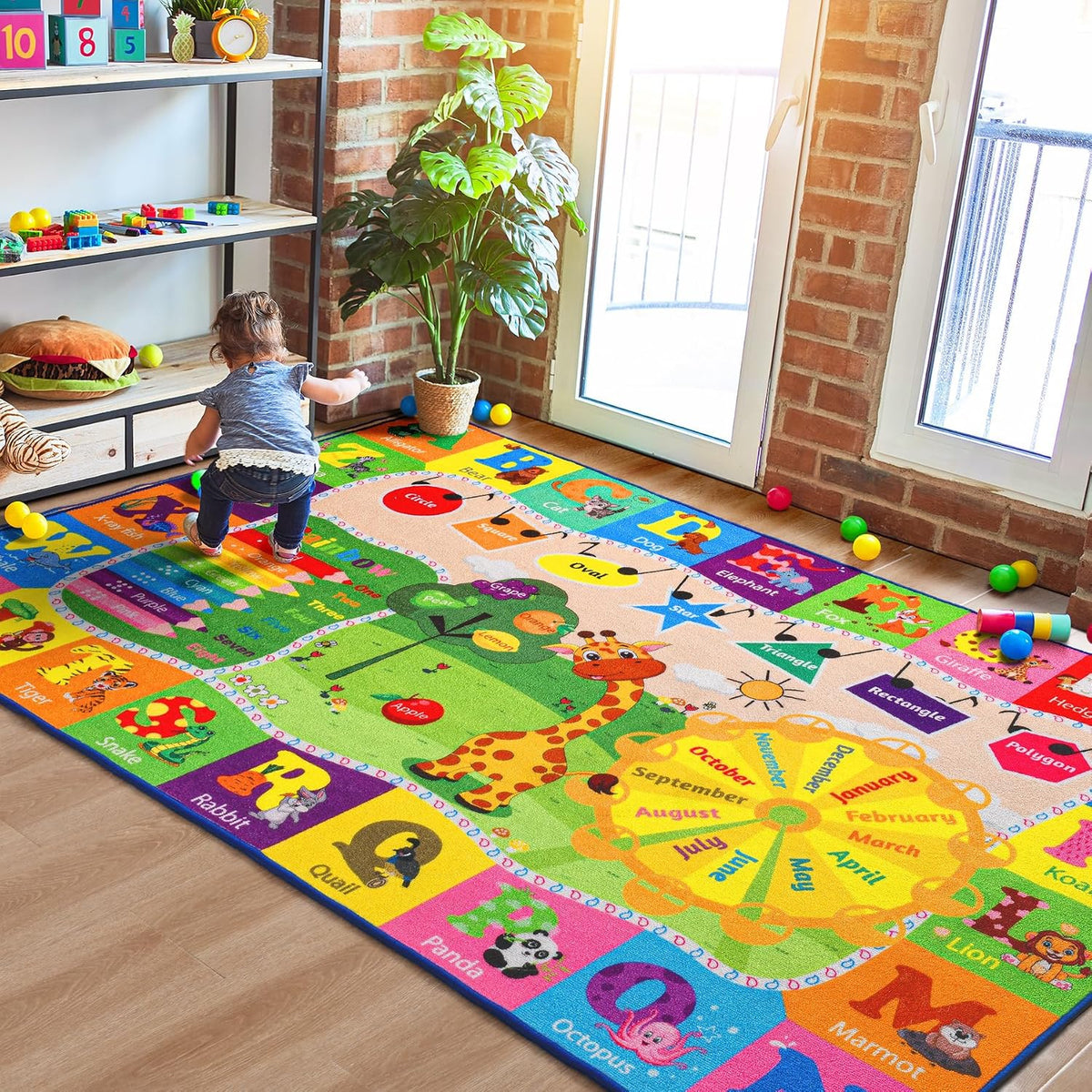 BENRON Kids Rug for Playroom Classroom, Fun Play Mat with ABC Alphabet