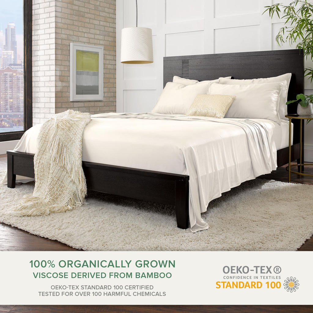 Sheets, Genuine 100% Organic Viscose Derived from Bamboo Bed Sheet Set, Luxuriously Soft & Cooling, Double