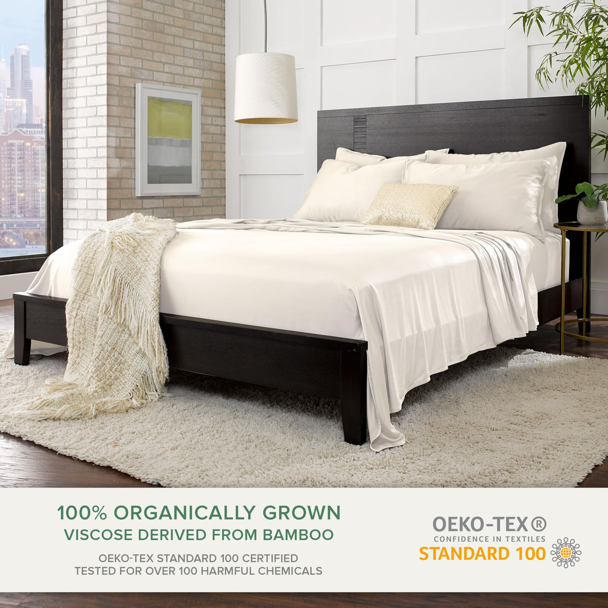Sheets, Genuine 100% Organic Viscose Derived from Bamboo Bed Sheet Set, Luxuriously Soft & Cooling, Double