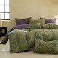 100% Cotton Muslin Duvet Cover Set Queen, 3 Pcs Yarn-Dyed Jacquard Textured Reversible Floral Design, Soft and