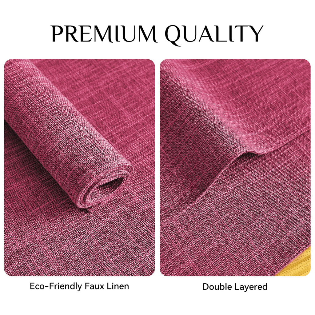 Faux Linen Cloth Placemats Set of 12-12 x 18 Inch, Pink