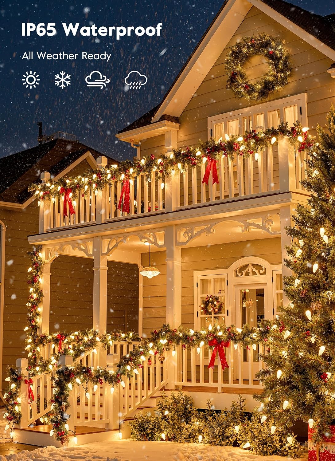 C9 Christmas Lights Outdoor, 114FT 150 LED Warm White Lights