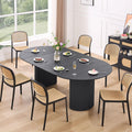 47.24 Dining Table, Expandable Dining Table for 4 6 8 12 Person, Black Round Dinner Tables Mid-Century Modern Table