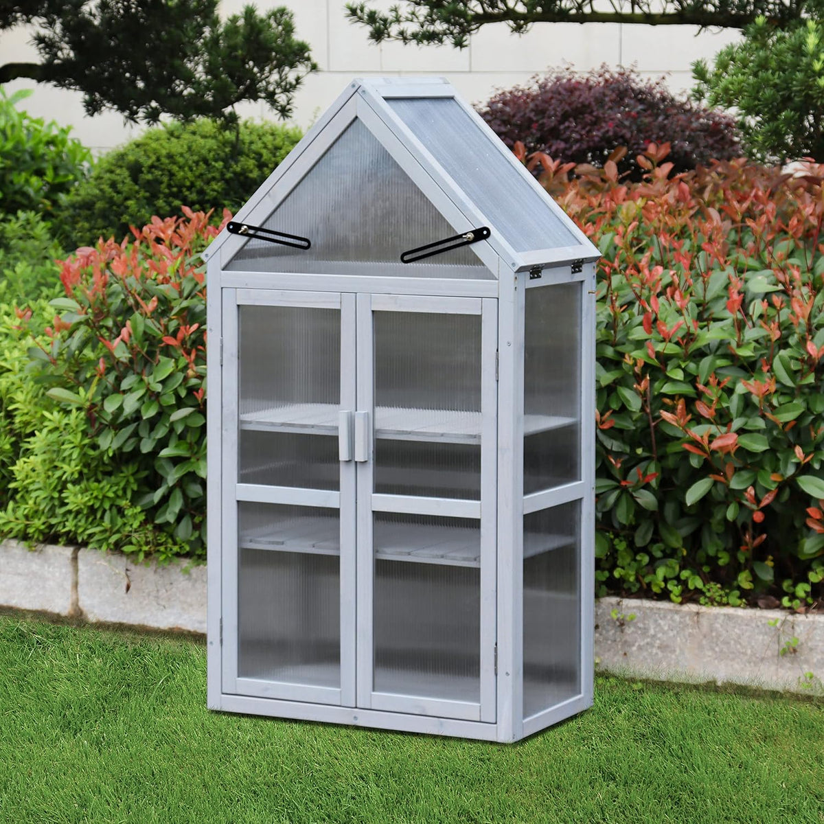 Mini Greenhouse Kit Outdoor Tiered Plant Stand with Adjustable Shelves, Small Greenhouse for Outside Patio, Indoor