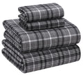100% Cotton Flannel Sheets 4 Pcs Set, Grey Plaid