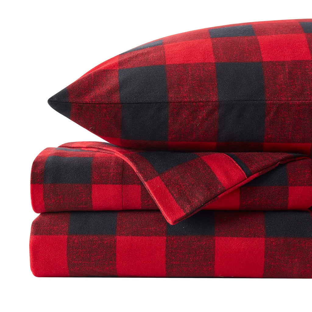 Flannel Sheets Warm and Cozy Deep Pocket Breathable All Season Bedding Set with Fitted, Flat and Pillowcases