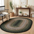Oval Green - Ivory Oval Braided Rug for Farmhouse Style Bedrooms and Living Rooms