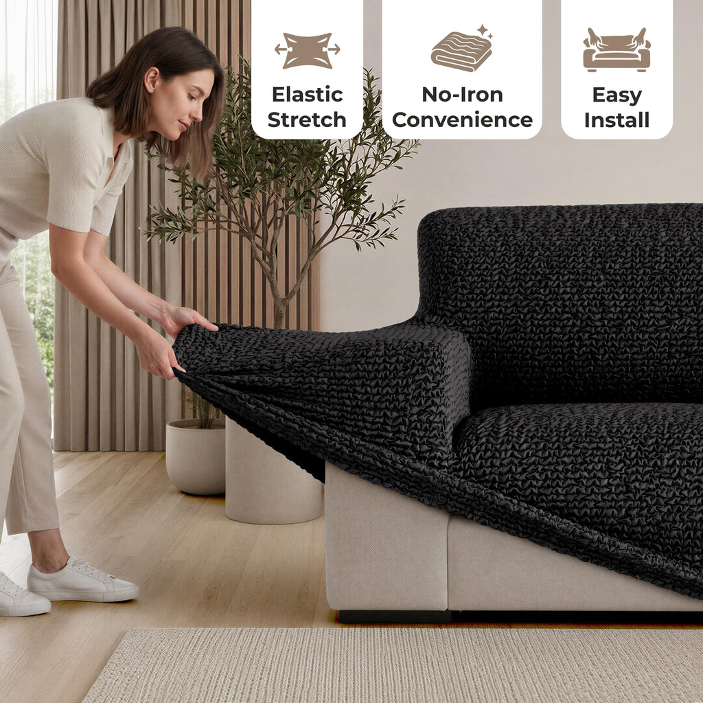 Premium Stretch Couch Covers for Sofa - Sofa Chair Cover Washable, Dogs & Pets Friendly - Elastic Polyester Loveseat