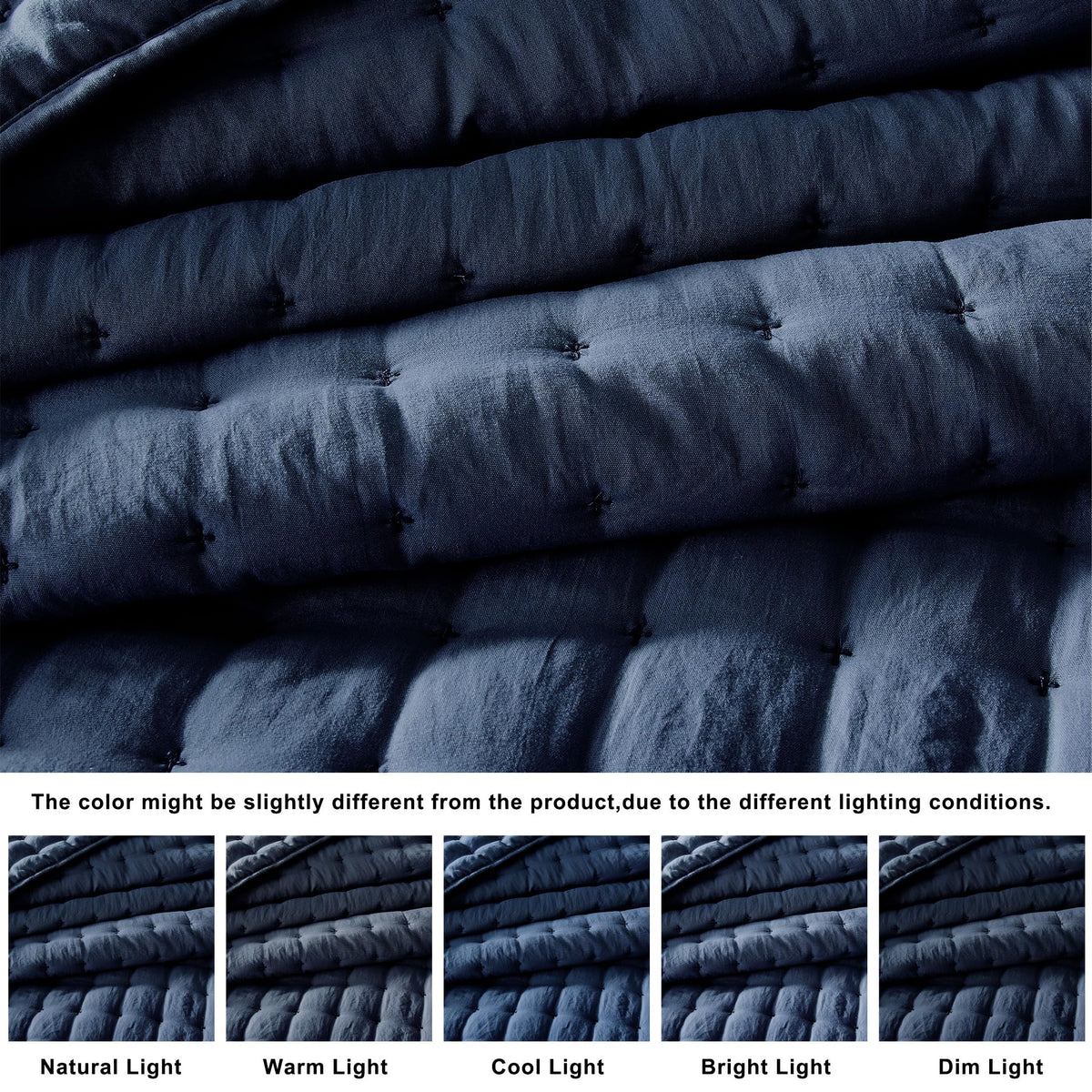 Cloud Soft Quilt Set, Navy Blue, 3 Pieces 90x90 inches