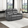 Top Grain Leather Match Power Double Recliner Loveseat, Dark Gray