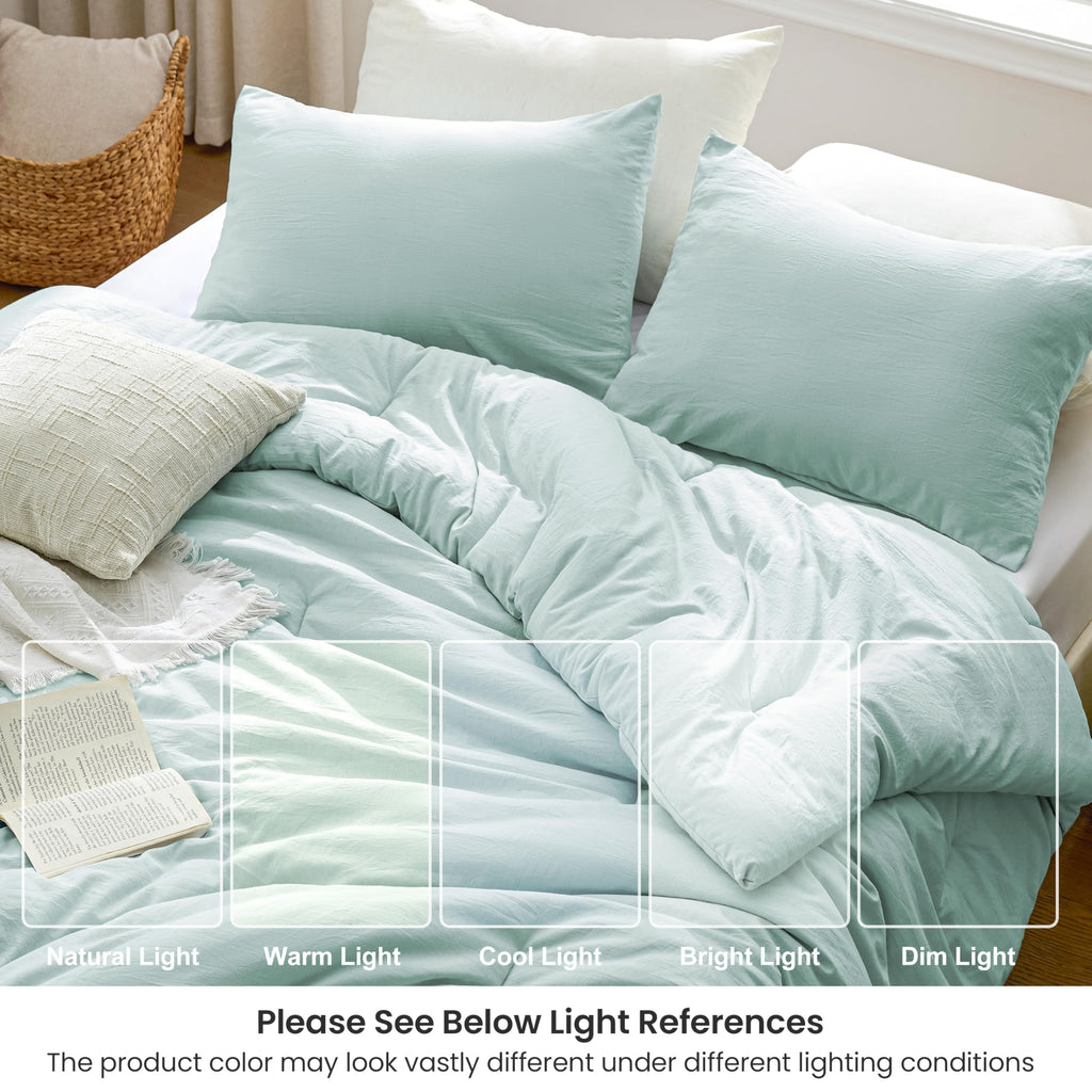 Comforter Set, 3-Piece Linen Blend Bedding Set
