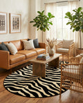 Savannah Rug - 5' Oval Black Easy-Clean Rug Modern Zebra Print s and Bedrooms
