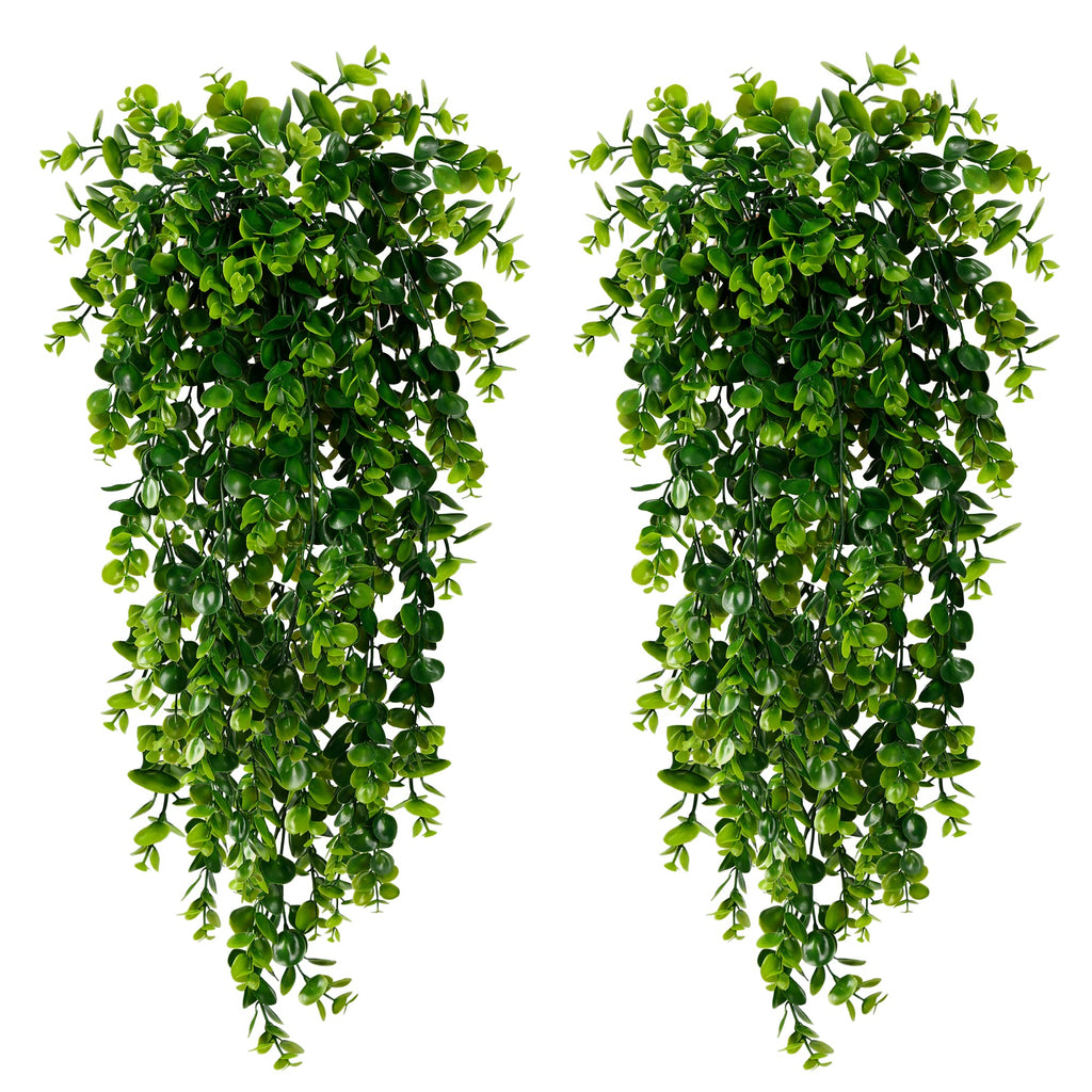 8 Pack Artificial Hanging Plants Fake Hanging Plant Faux Hanging Eucalyptus UV Resistant Plastic Plants for Indoor