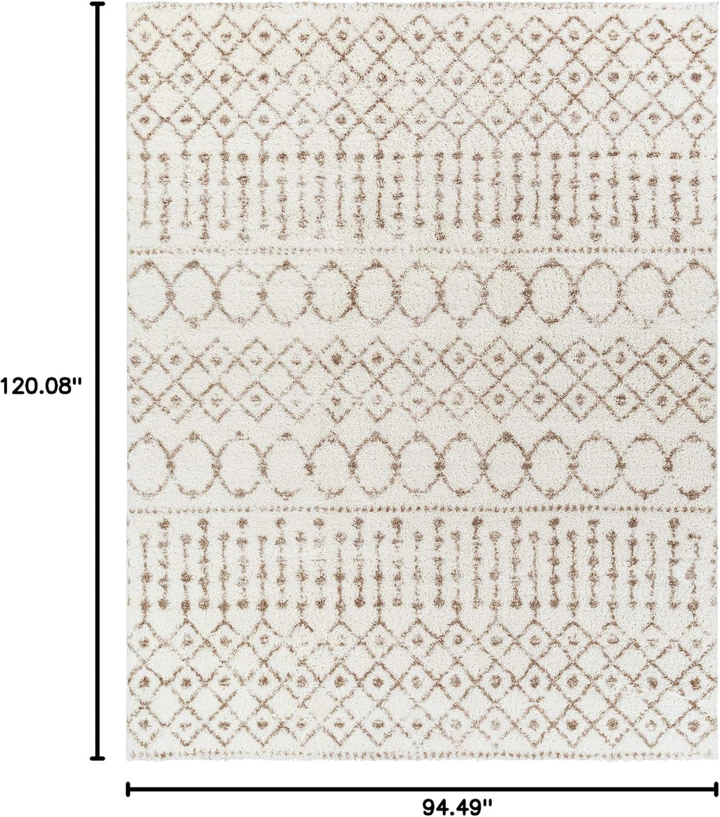 Hampton Living Room, Bedroom Area Rug - Geometric Trellis Diamond Circles Lattice - Bohemian Transitional Moroccan