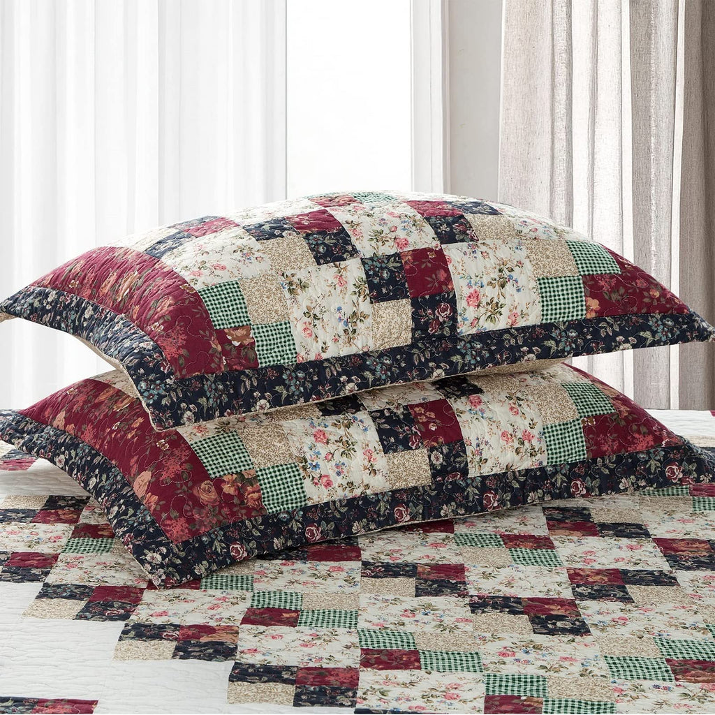 Patchwork Quilt Bedding Set 100% Cotton Farmhouse Coverlet Bedspread Soft Lightweight Comforter with