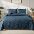 3 Piece Quilts Bedding Set, Navy Blue