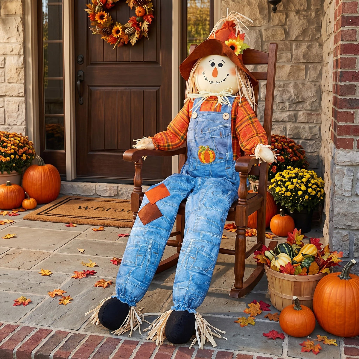 60 Inch Large Scarecrow Fall Outdoor Porch Yard Garden Decoration
