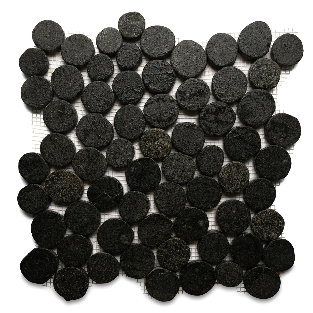 CNK Glazed Black Moon Mosaic - 12" X 12" Unpolished Natural Stone, Bathroom, Kitchen, Backsplashes, Shower Floors