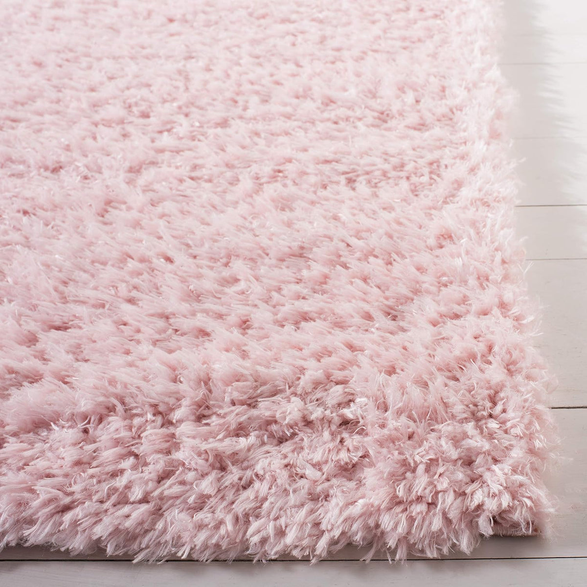Madrid Shag Collection Area Rug - 5'3" x 7'6", Blush, Solid Design, Non-Shedding & Easy Care, 1.6-inch Thick Ideal