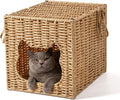 Handwoven Small Cat Bed Cave for Kallax Shelf, 13"x13"x15" Rattan Cat House for Indoor Cats Kittens and Small Pets