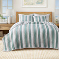 Coastal Quilt Set - 3-Piece Size Striped Bedding Set - Lightweight, All-Season, Reversible