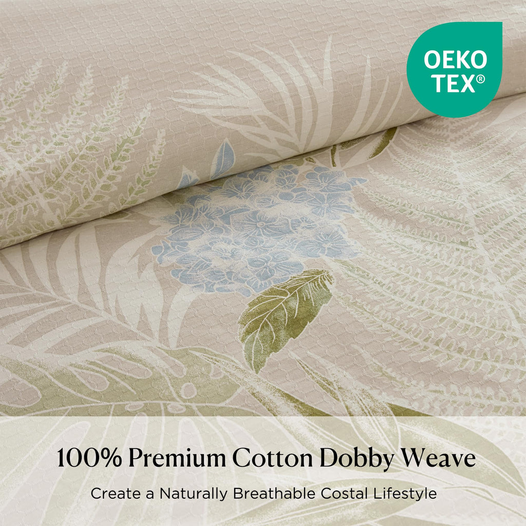 Comforter Set, Tropical Palm Print, Soft Cotton Oversized Comforter for a -Size Bed, Coastal