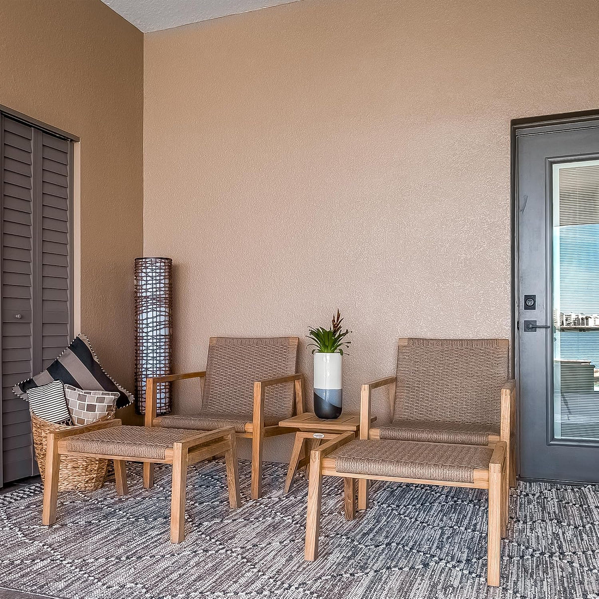 Admiral Club Chair in Brown Sand, Comfy Outdoor Chairs with Armrests, Residential and Commercial Teak Chair, Wooden
