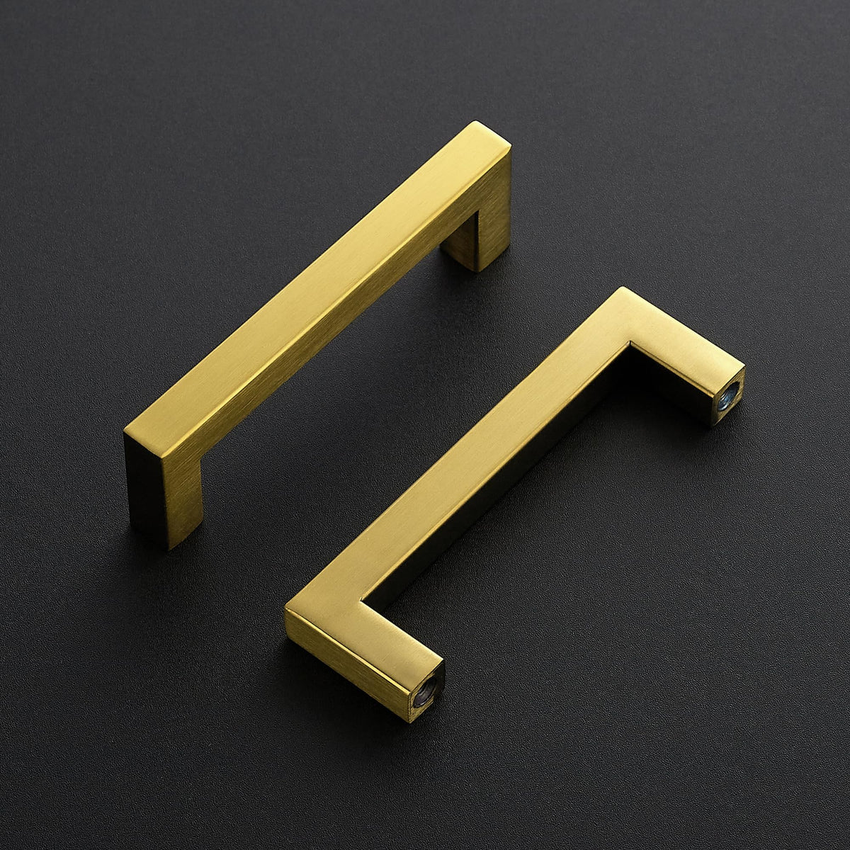 Gold Square Pulls Cabinet Handles,4 Inch,5 Pack