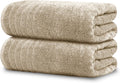2 Piece Extra Large Bath Sheets 35 x 70 Inches, Beige | 100% Cotton, Larger & Lighter Weight, Quicker to Dry, Super