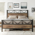 Bed Frame, Tall Industrial Headboard 51.2 ", Platform Bed Frame with Strong Metal Support, Solid and Stable