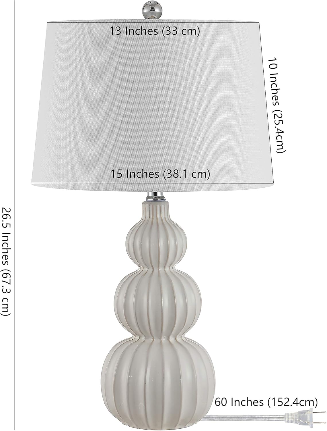 Corina White Triple Gourd Ceramic 26-inch Bedroom Living Room Home Office Desk Nightstand Table Lamp (LED Bulb Included)