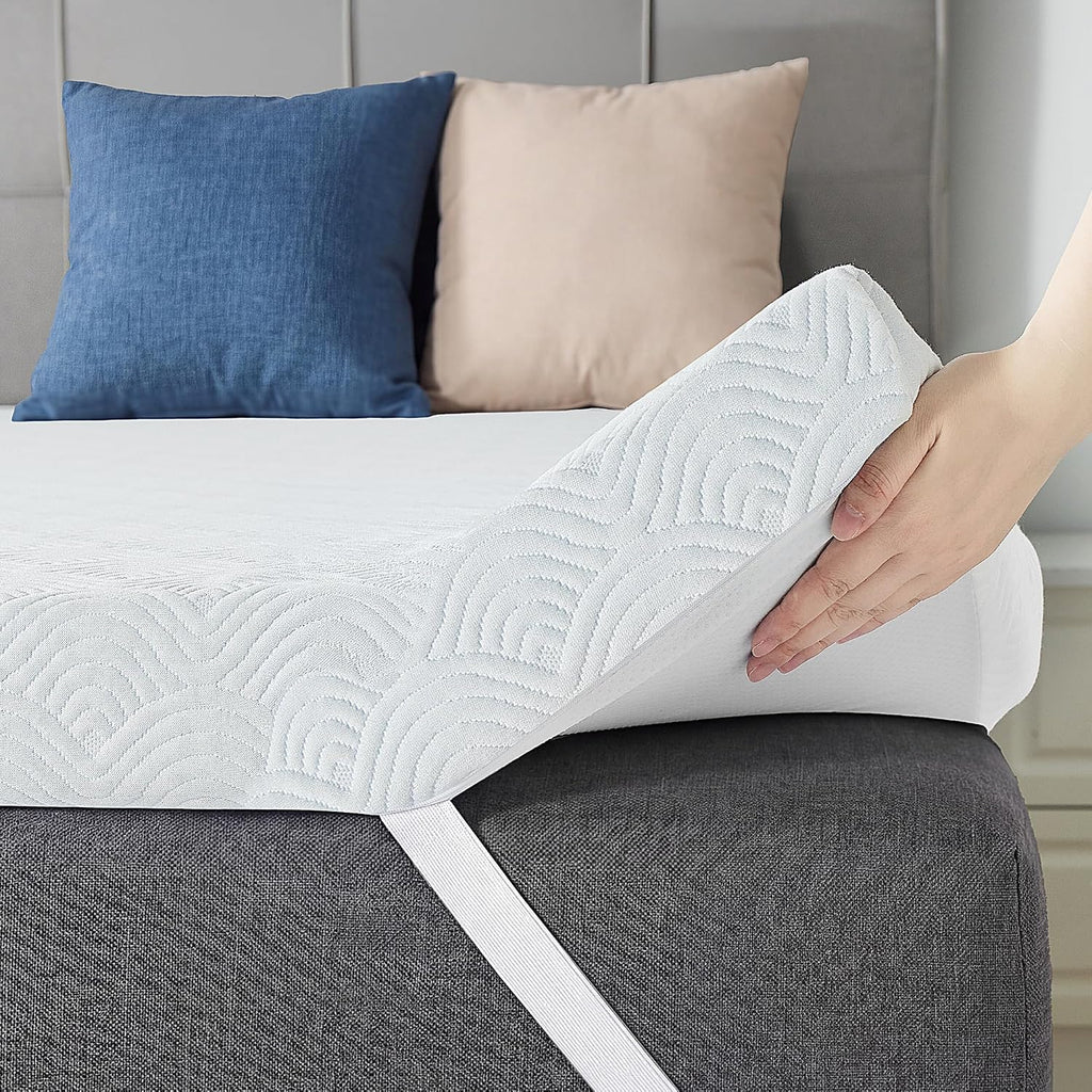 3 Inch Queen Memory Foam Mattress Topper, Ventilated Gel Mattress Topper for Back Pain Relief, CertiPUR-US Certified