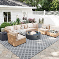 9-Piece Wicker Patio Furniture Set with Coffee Table, Beige | Outdoor sectional sofa set, patio conversation set for