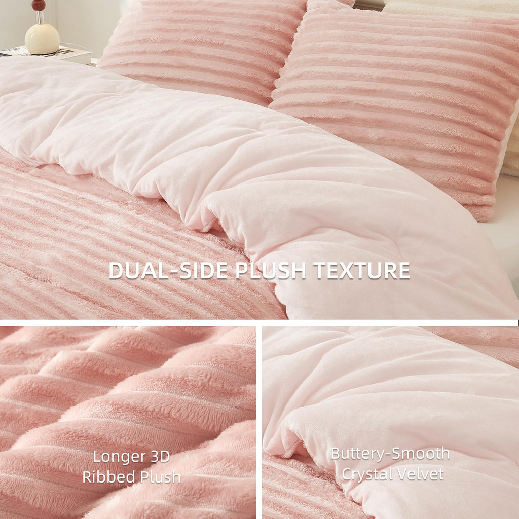 Flannel Comforter Set, Thick, Fluffy & Warm Bedding, 3-Piece