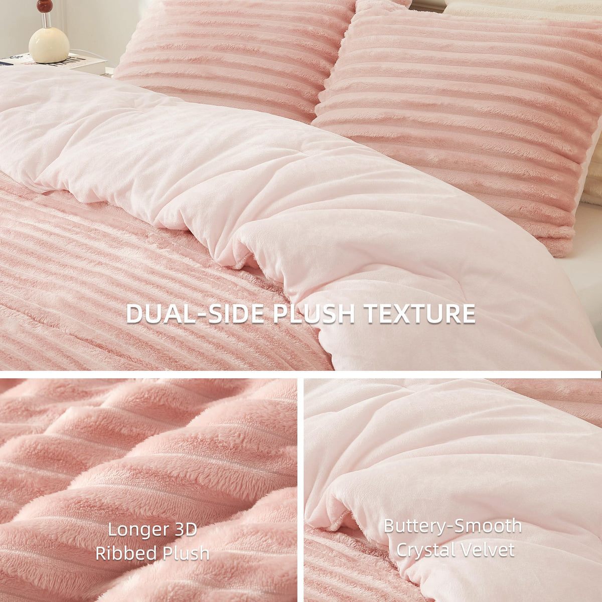 Flannel Comforter Set, Thick, Fluffy & Warm Bedding, 3-Piece