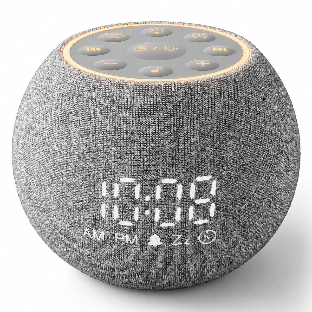 Alarm Clocks with Sound Machine, White Noise Machine 25 for Light Sleepers, 7 Gentle Alarms for Wake Up, 0-100%