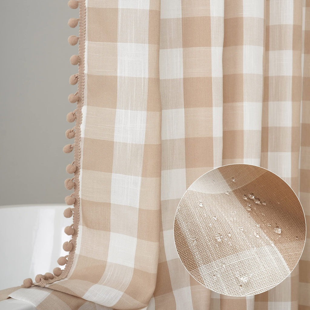Tan and White Buffalo Plaid Boho 72" x 72"