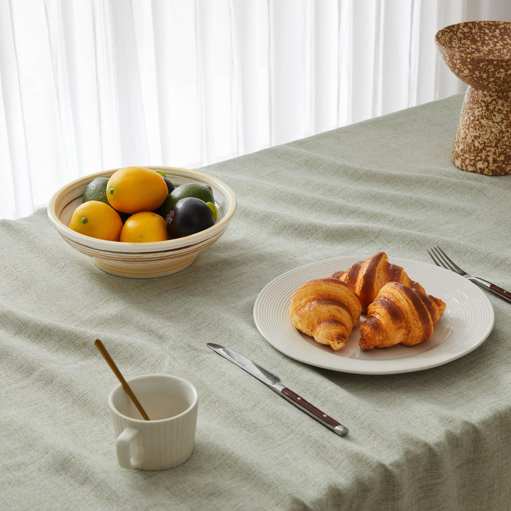 Tassel Linen Rectangular Table Cloth, Sage Green 60x84 Inch