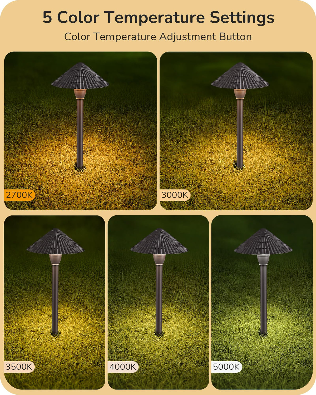 Low Voltage Landscape Lighting, LED 5CCT Pathway Lights 8 Pack