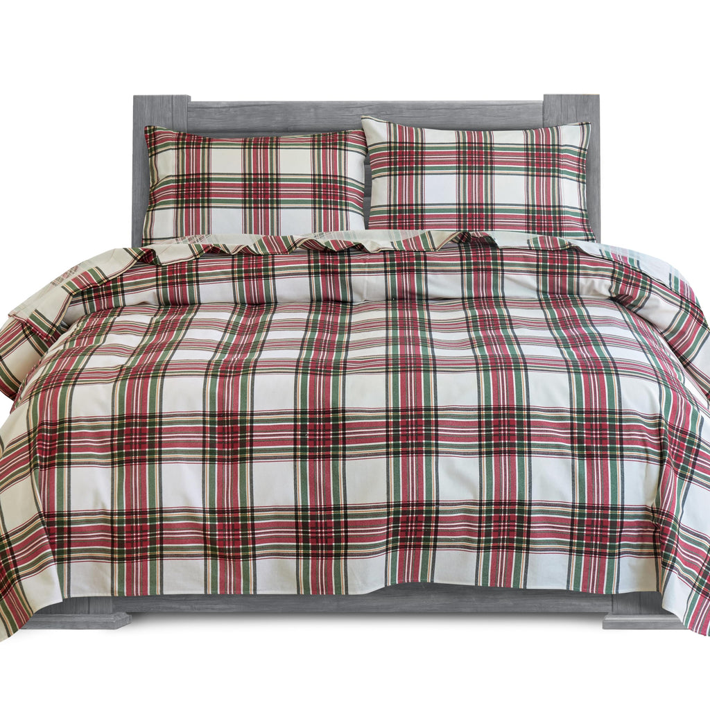 Soft 4-Piece 100% Turkish Cotton Flannel Sheet Set - Premium Quality, Deep Pocket Fitted Sheet, Ultra Soft, Cozy Warm