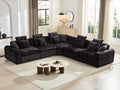 125'' Oversized Deep Seat Cloud Boneless Sectional Couch with Corner. Black