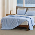 Cooling Comforters, Blue Seersucker Cool Bedding for Hot Sleepers 3 Pieces, Reversible Bed Set with 1
