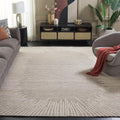 Handmade Wool Area Rug - Abstract - X-Large - Modern Design, Natural & Ivory