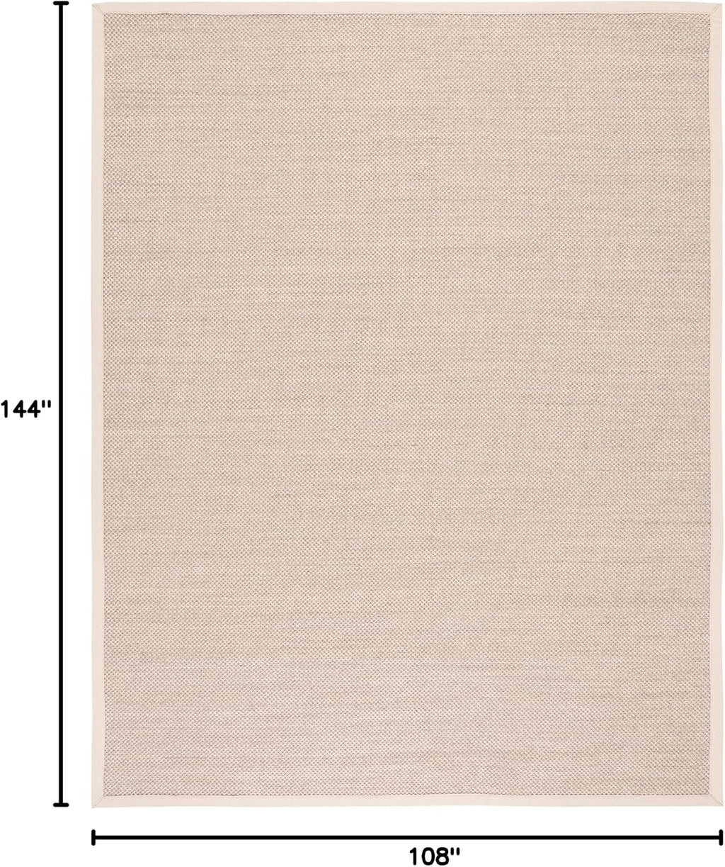 Area Rug - Natural Fiber Collection - Large - Marble & Beige, Sisal, Woven Design with Border (NF143C)